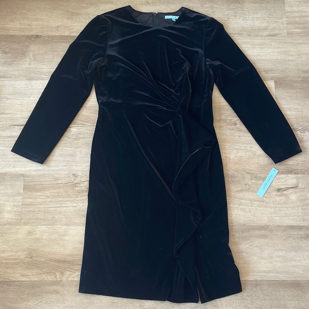 NWT Antonio Melani Black Velvet Dress sz 12